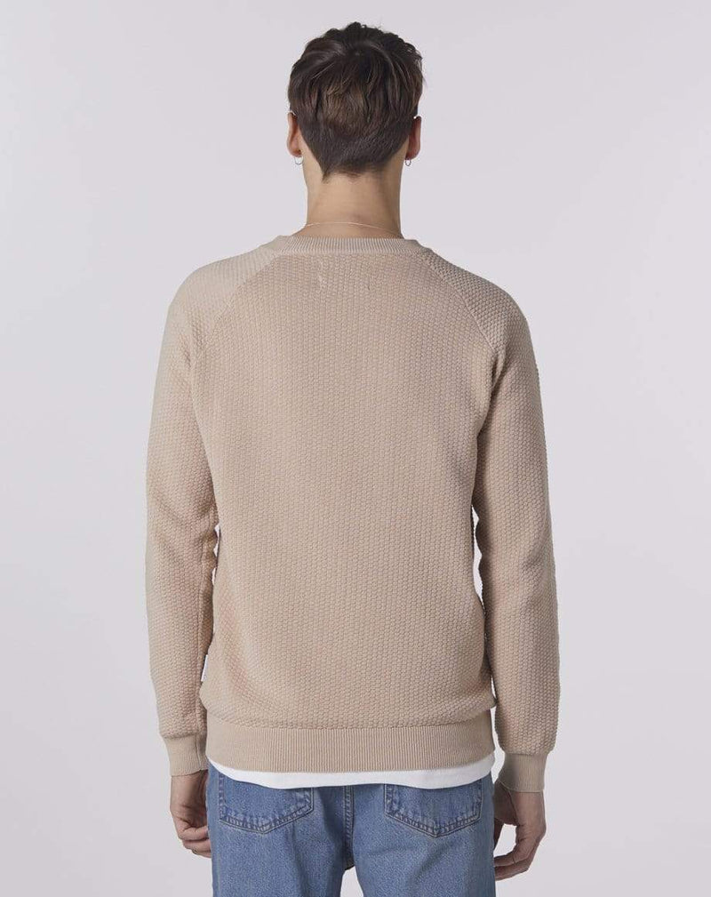 Bellfield Menswear BELLFIELD SAGAR WAFFLE TEXTURED KNIT MEN'S JUMPER | MUSHROOM
