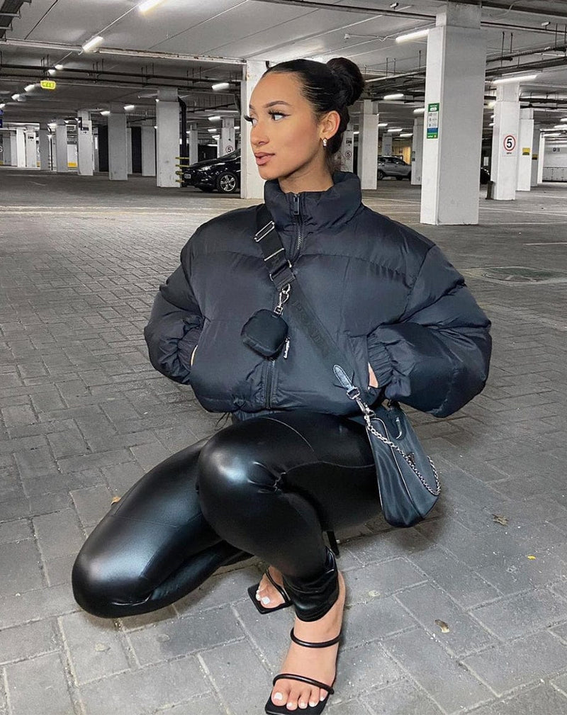 BLFD Clothing Crop Puffer Jacket - Black