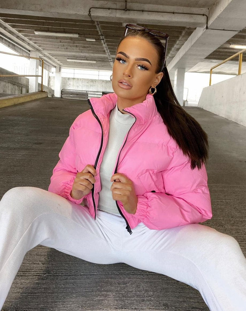 BLFD Clothing Crop Puffer Jacket - Hot Pink