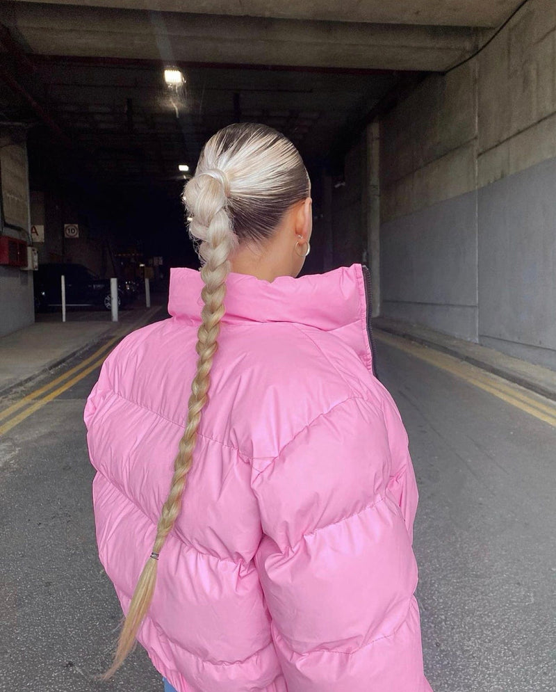 BLFD Clothing Crop Puffer Jacket - Hot Pink