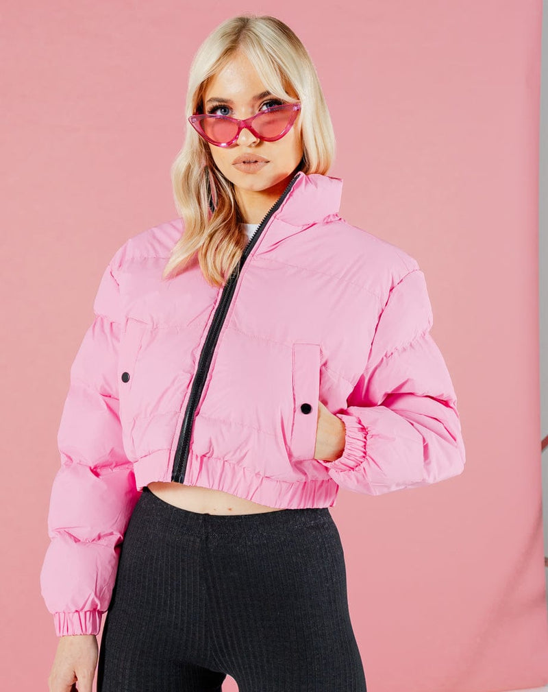 BLFD Clothing Crop Puffer Jacket - Hot Pink