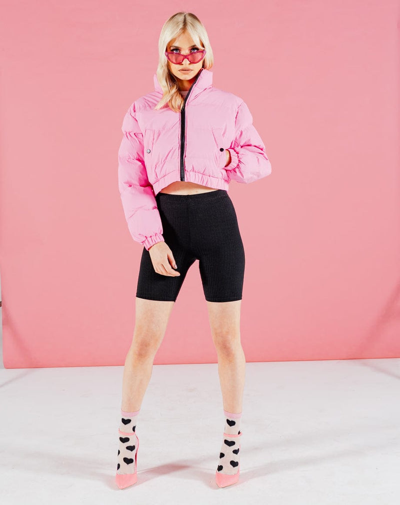 BLFD Clothing Crop Puffer Jacket - Hot Pink