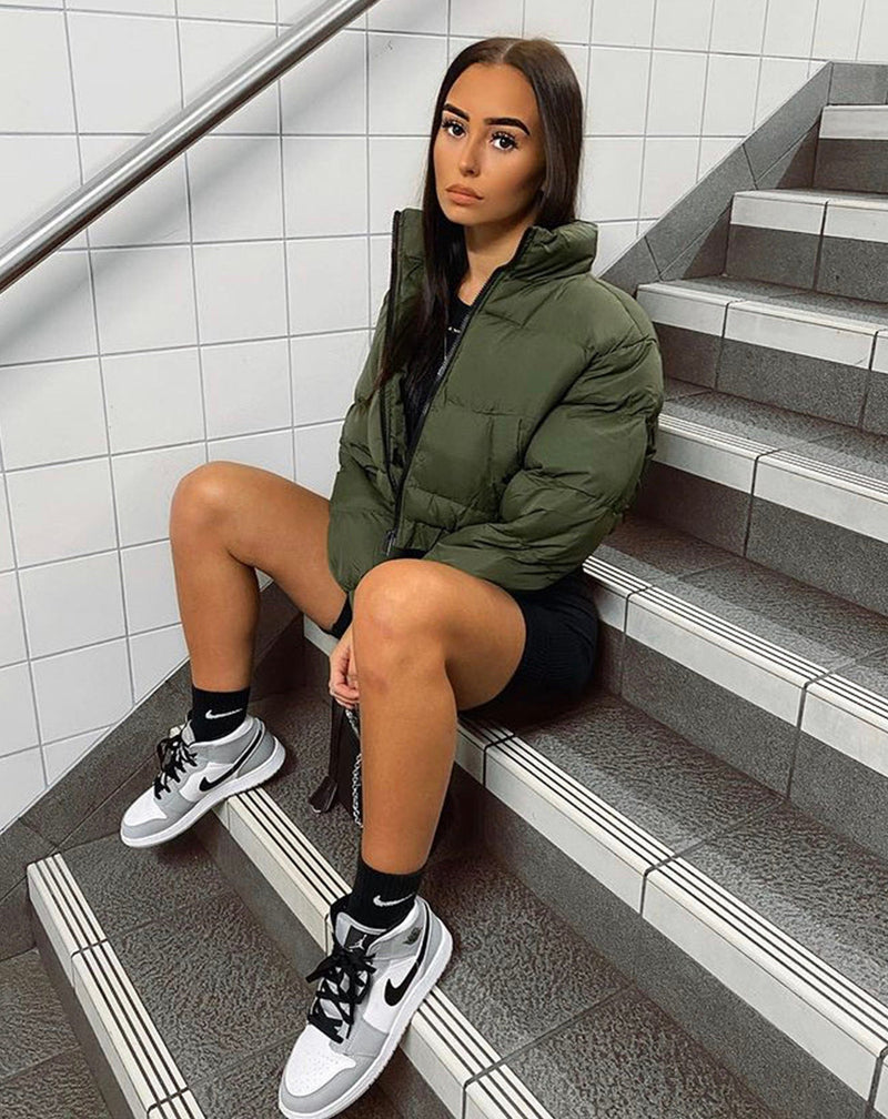 BLFD Clothing Crop Puffer Jacket - Khaki