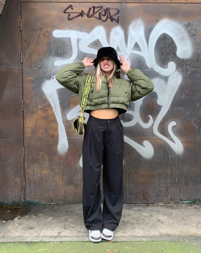 BLFD Clothing Crop Puffer Jacket - Khaki
