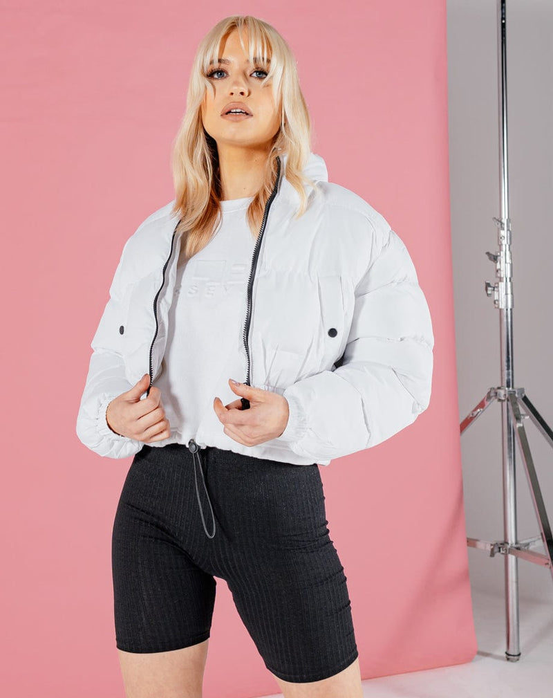 BLFD Clothing Crop Puffer Jacket - White