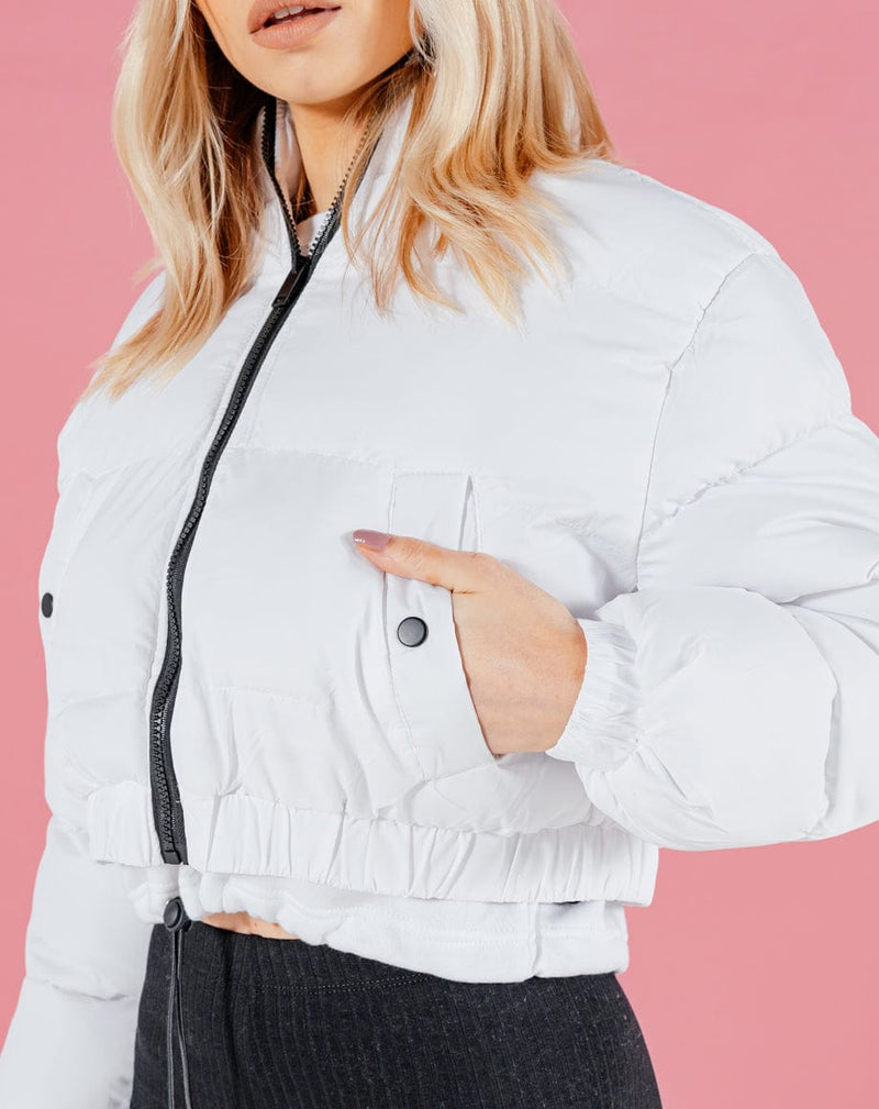 BLFD Clothing Crop Puffer Jacket - White