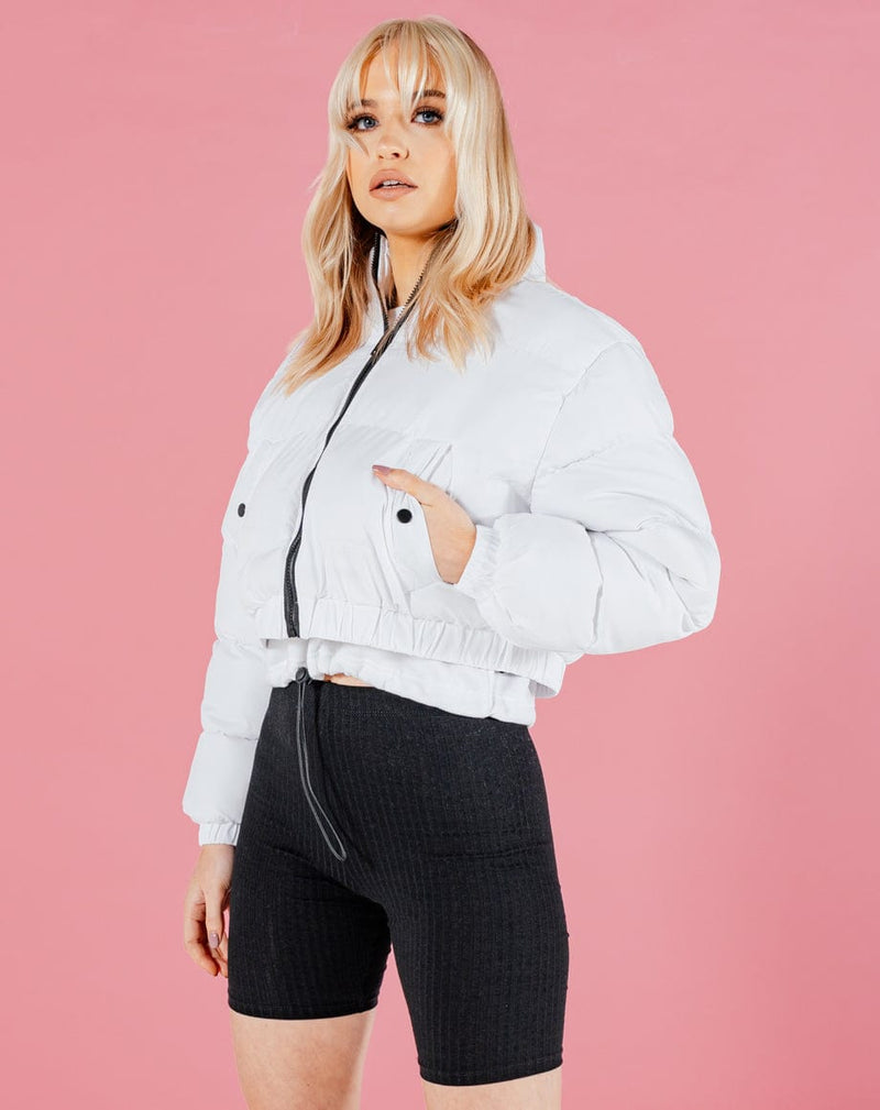 BLFD Clothing Crop Puffer Jacket - White