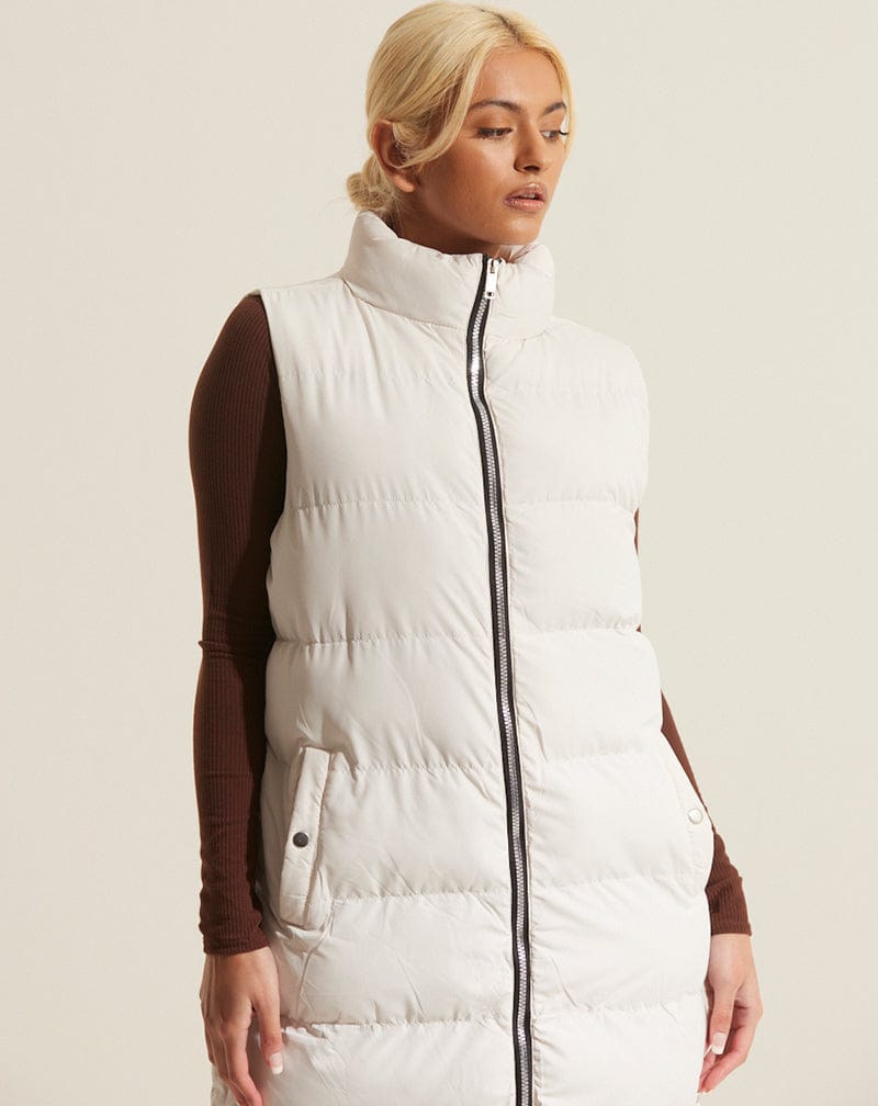 BLFD Clothing Longline Padded Gilet - Stone