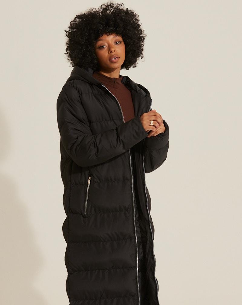 BLFD Clothing Maxi Padded Hooded Jacket - Black