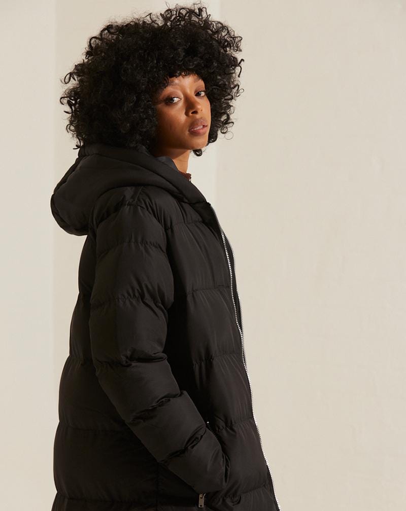 BLFD Clothing Maxi Padded Hooded Jacket - Black