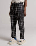 D-STRUCT BEGAZI MEN'S CHECK TROUSERS - BLACK