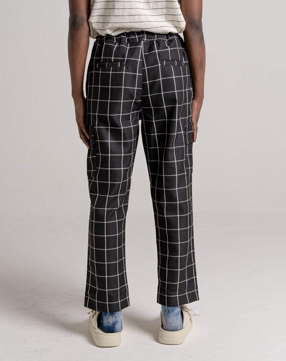 D-STRUCT BEGAZI MEN'S CHECK TROUSERS - BLACK