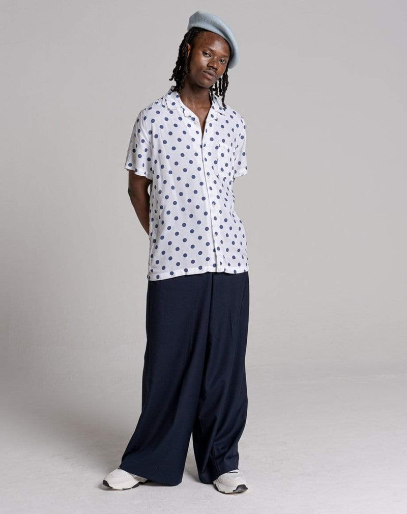 D-STRUCT CIRCLE UNISEX POLKA DOT PRINT SHIRT | WHITE