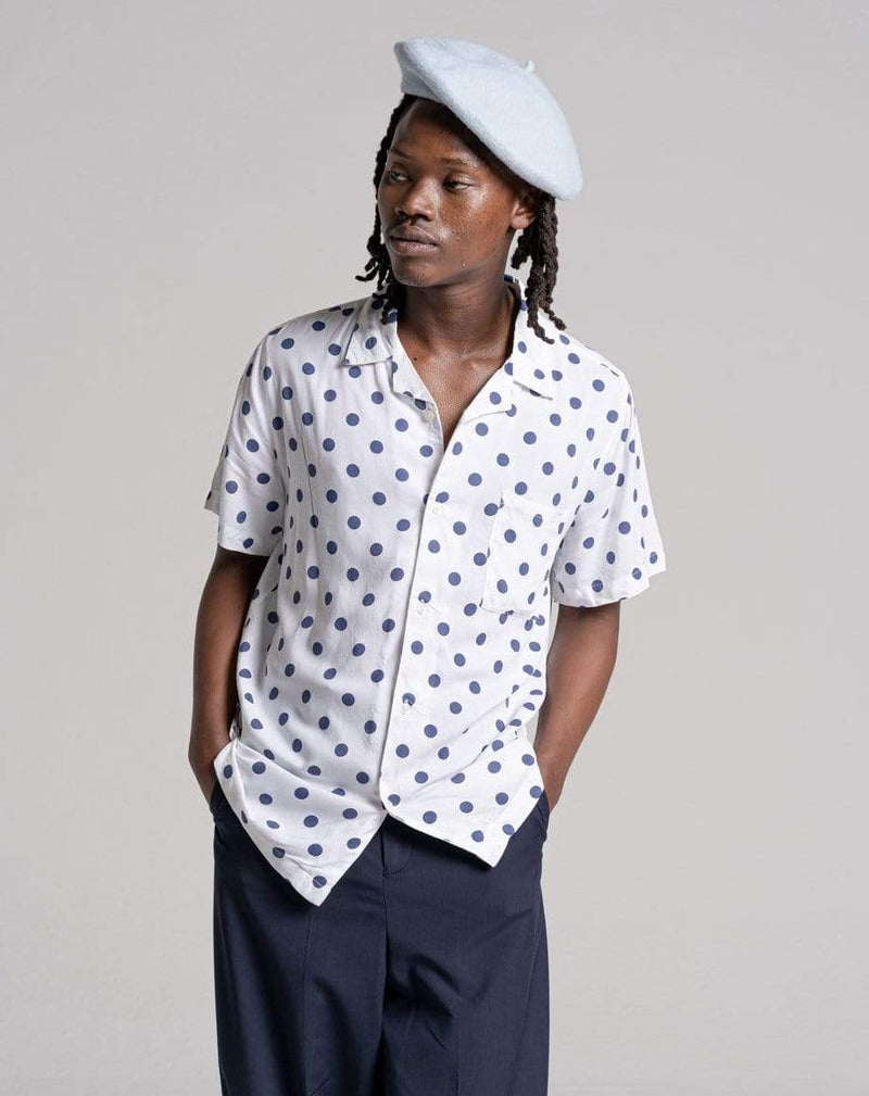 D-STRUCT CIRCLE UNISEX POLKA DOT PRINT SHIRT | WHITE