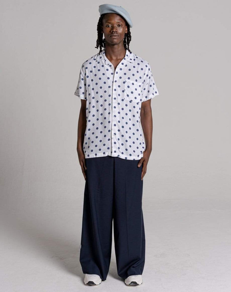 D-STRUCT CIRCLE UNISEX POLKA DOT PRINT SHIRT | WHITE