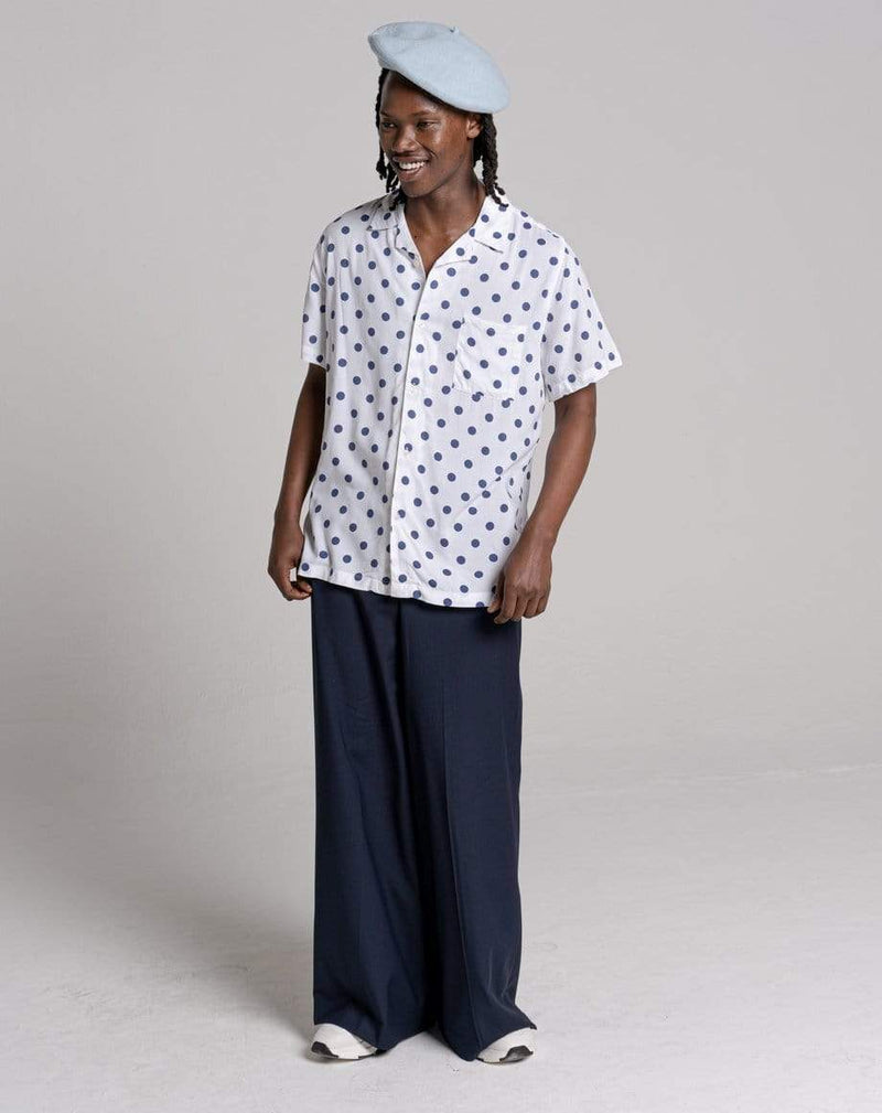 D-STRUCT CIRCLE UNISEX POLKA DOT PRINT SHIRT | WHITE