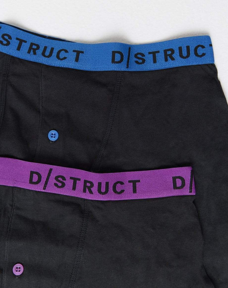 D-STRUCT DELINQUO MEN'S TWO PACK PLAIN BOXERS | BLACK