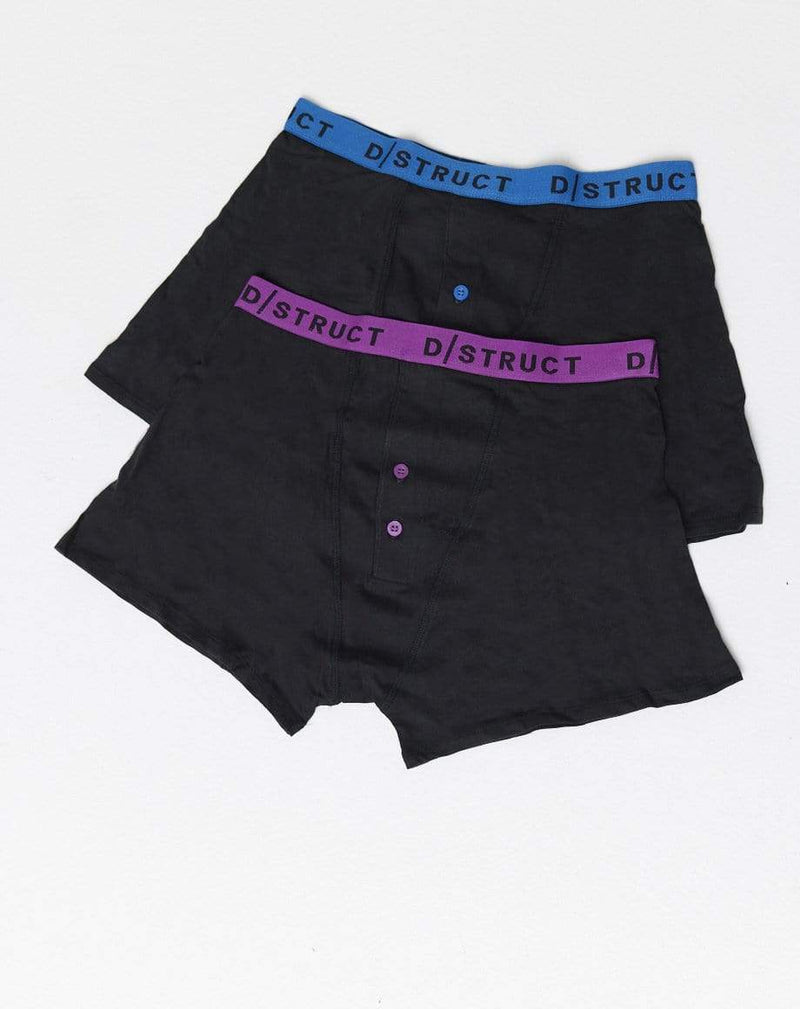 D-STRUCT DELINQUO MEN'S TWO PACK PLAIN BOXERS | BLACK