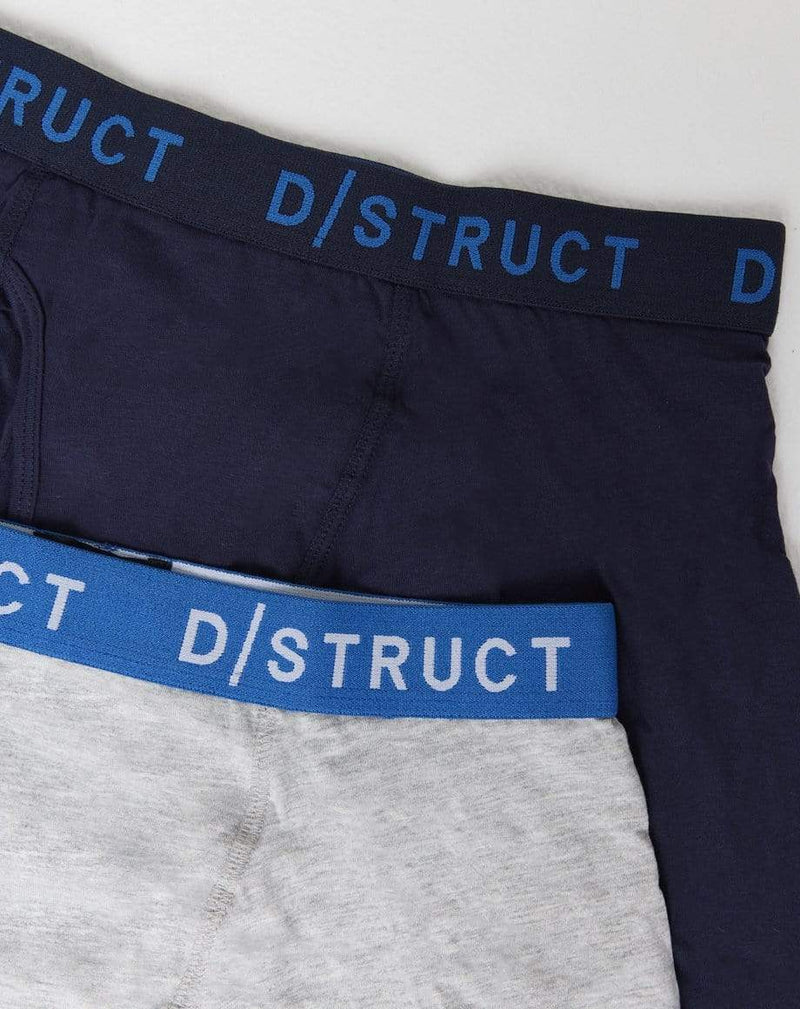 D-STRUCT DELULA MEN'S TWO PACK PLAIN BOXERS | GREY/BLACK