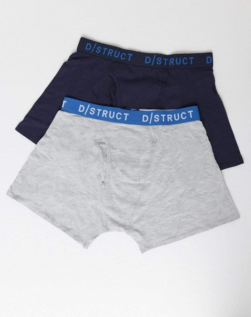 D-STRUCT DELULA MEN'S TWO PACK PLAIN BOXERS | GREY/BLACK