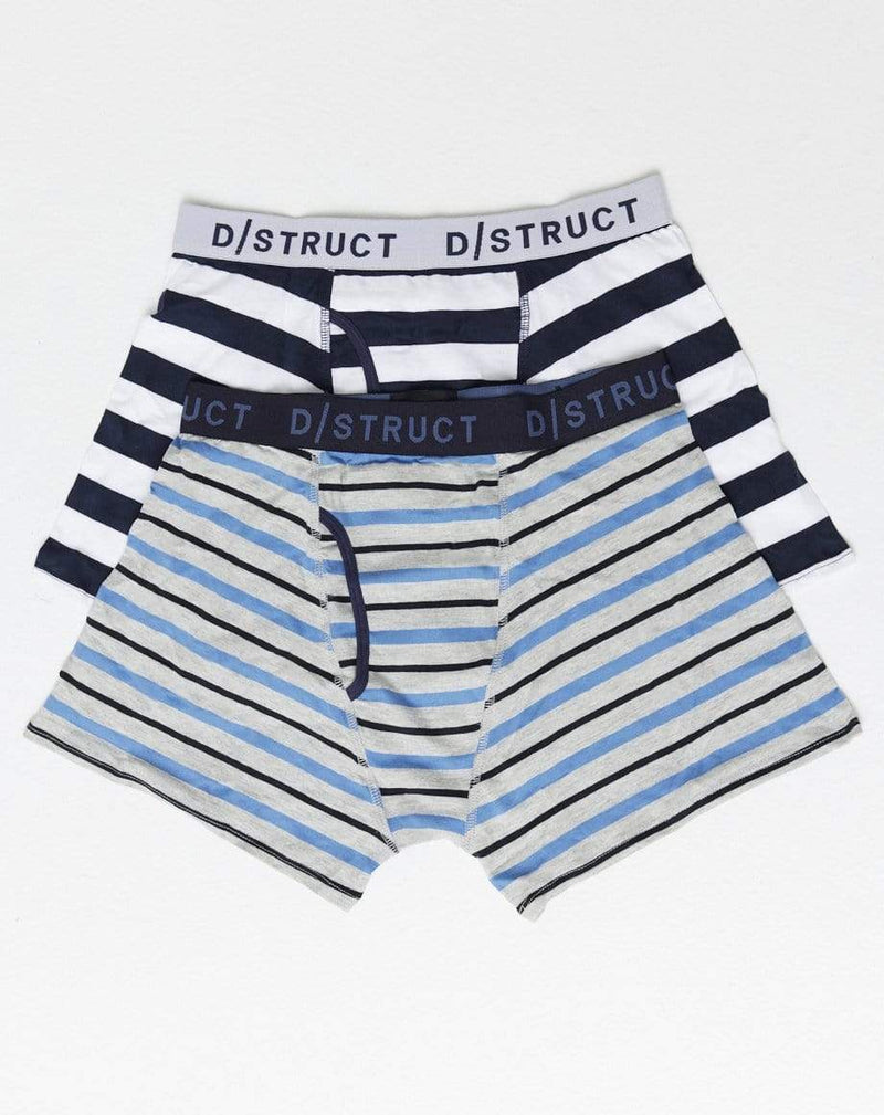 D-STRUCT DUMONDA MEN'S TWO PACK STRIPE BOXERS | BLUE