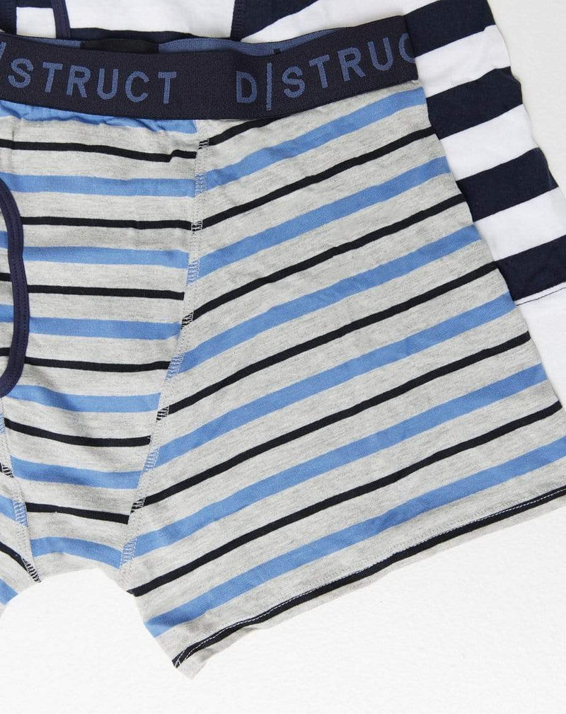D-STRUCT DUMONDA MEN'S TWO PACK STRIPE BOXERS | BLUE