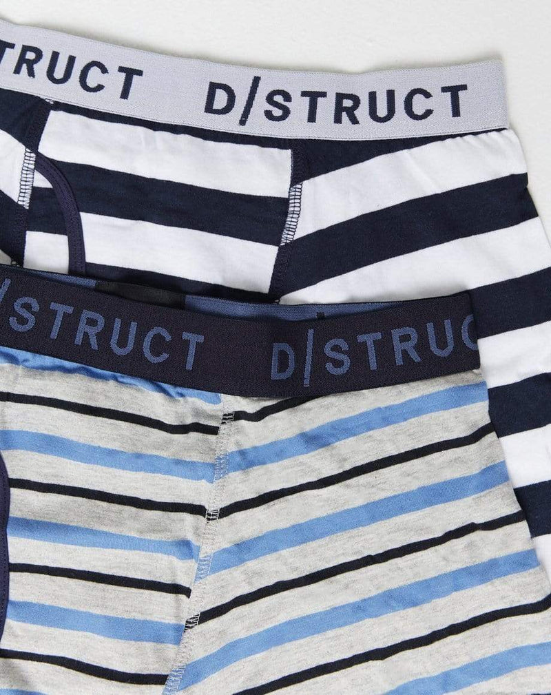 D-STRUCT DUMONDA MEN'S TWO PACK STRIPE BOXERS | BLUE