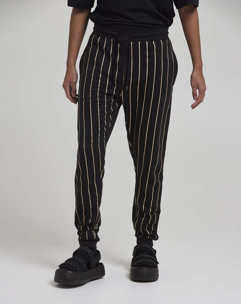D-STRUCT ELMONTE MEN'S STRIPED JOGGERS | BLACK