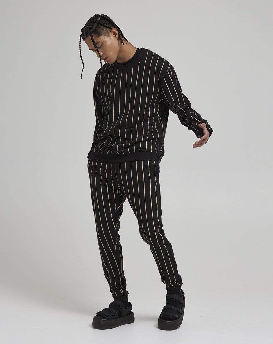 D-STRUCT ELMONTE MEN'S STRIPED JOGGERS | BLACK