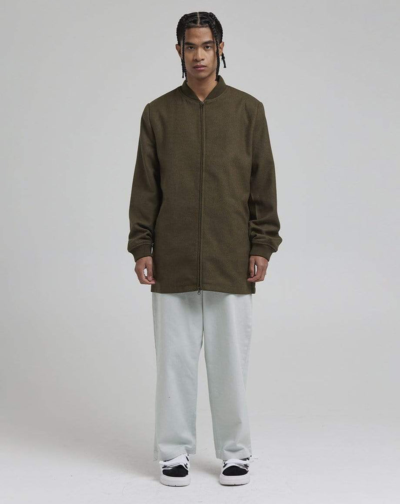 D-STRUCT FERON MEN'S LONGLINE WOOL BLEND BOMBER | KHAKI