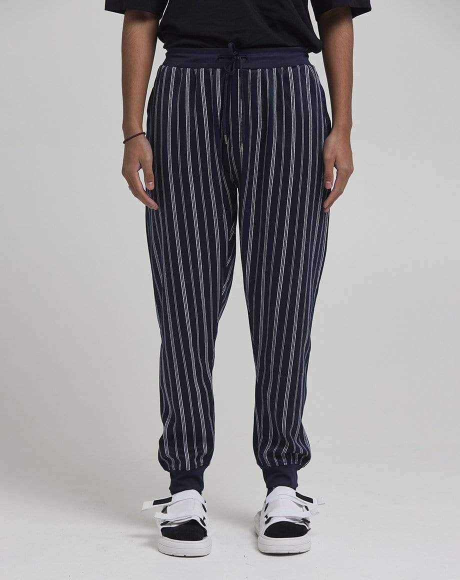 D-STRUCT FILIP MEN'S STRIPED TRACK PANTS | NAVY