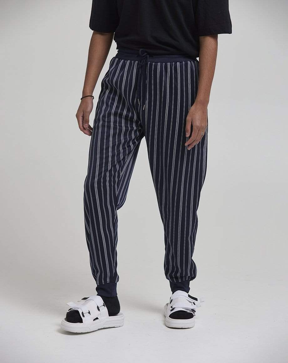 D-STRUCT FILIP MEN'S STRIPED TRACK PANTS | NAVY