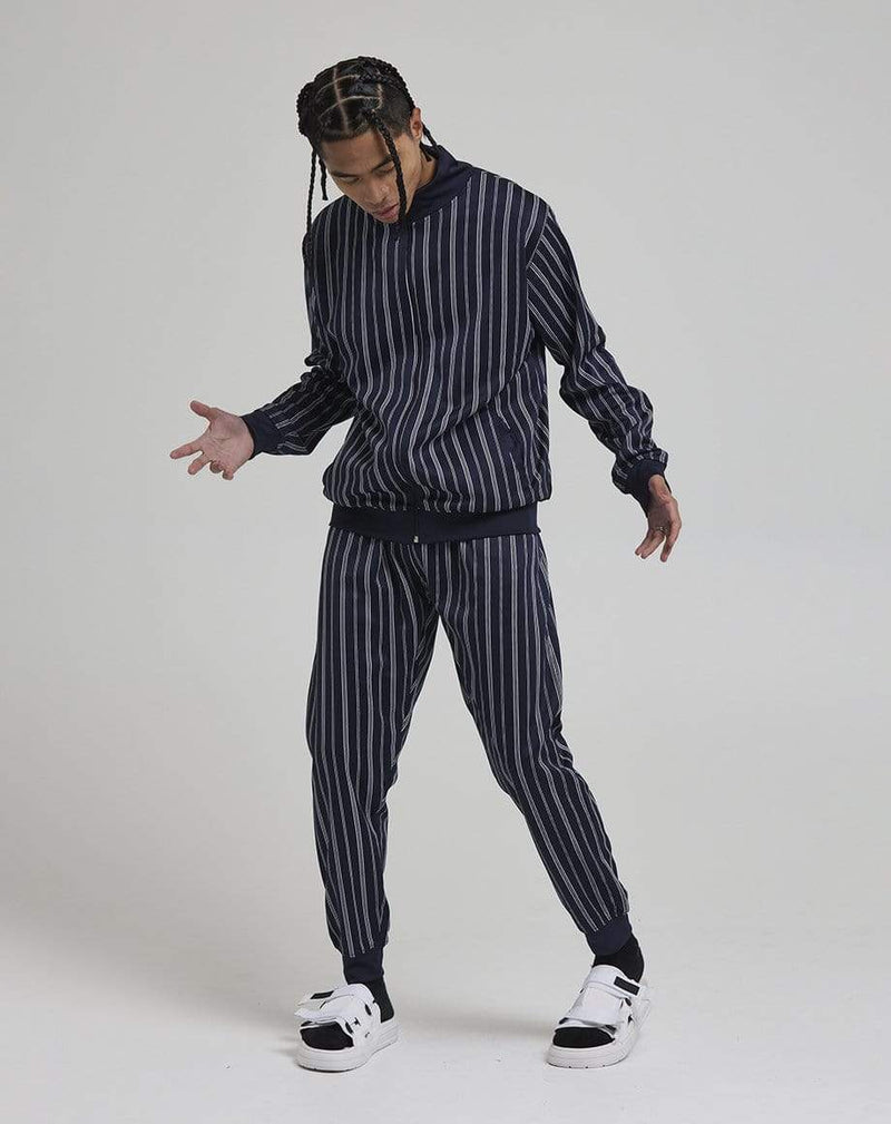 D-STRUCT FILIP MEN'S STRIPED TRACK PANTS | NAVY