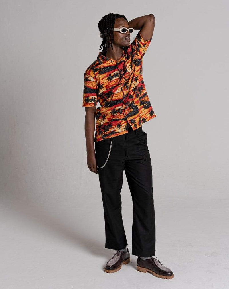 D-STRUCT KRAKATOA UNISEX SHORT SLEEVE HAWAIIAN SHIRT | ORANGE