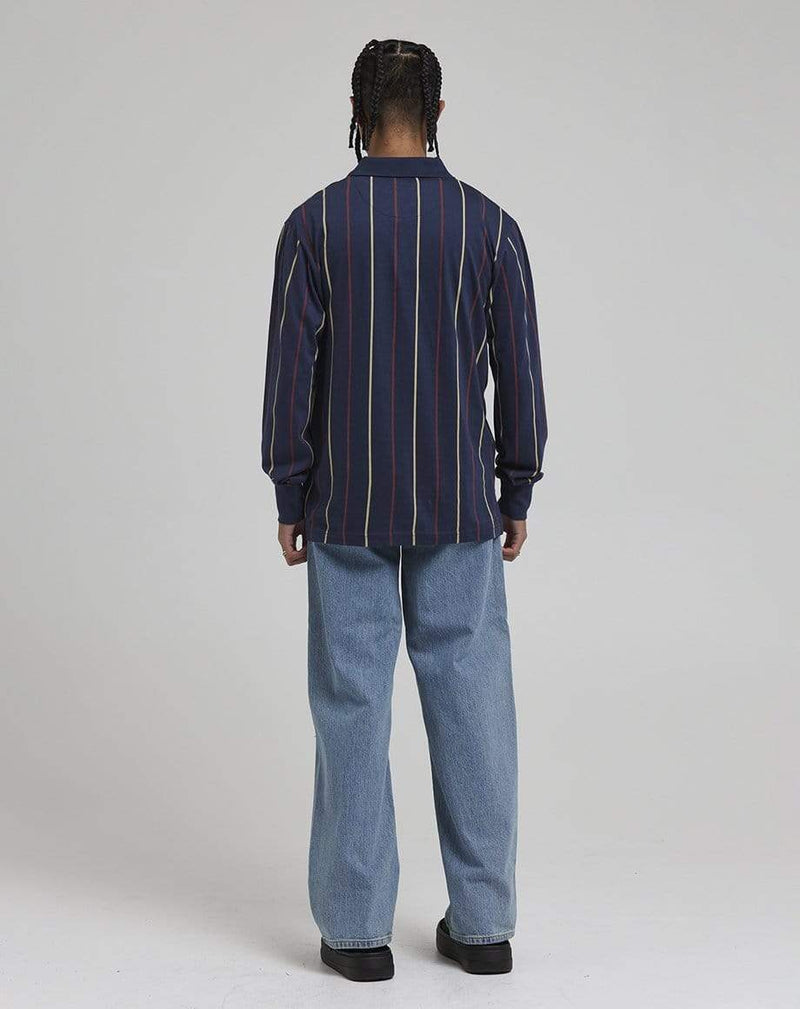 D-STRUCT MAGNOLIA MEN'S LONG SLEEVED POLO NECK | NAVY