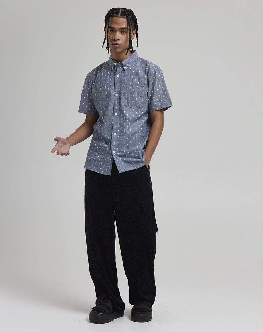 D-STRUCT MARINA MEN'S PALM PRINT SHIRT | BLUE