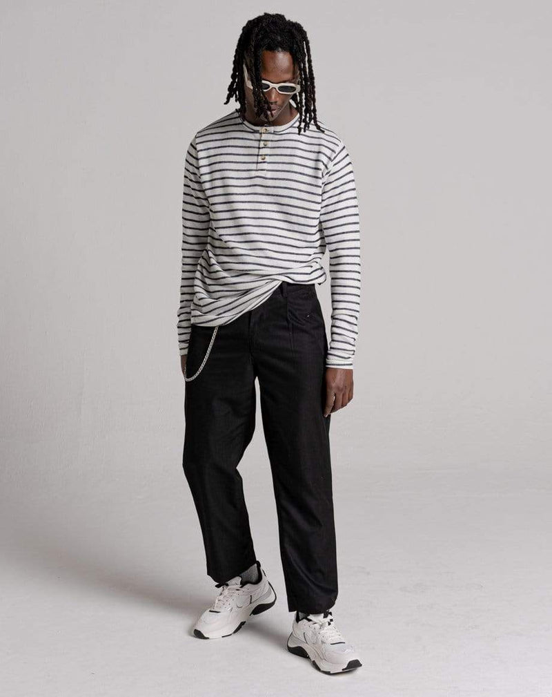 D-STRUCT METEORA UNISEX STRIPED LONG-SLEEVED T-SHIRT | ECRU