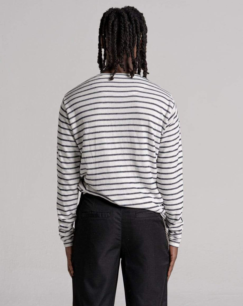 D-STRUCT METEORA UNISEX STRIPED LONG-SLEEVED T-SHIRT | ECRU