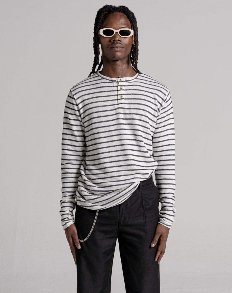 D-STRUCT METEORA UNISEX STRIPED LONG-SLEEVED T-SHIRT | ECRU