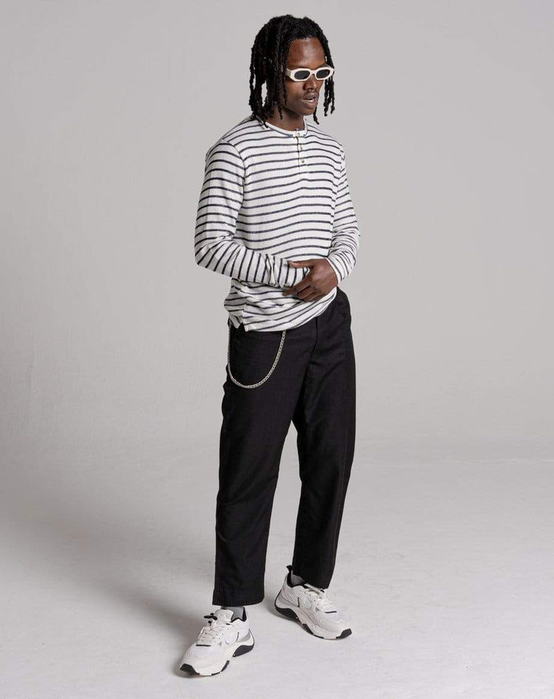D-STRUCT METEORA UNISEX STRIPED LONG-SLEEVED T-SHIRT | ECRU