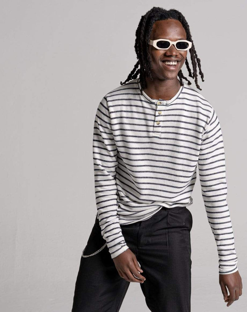D-STRUCT METEORA UNISEX STRIPED LONG-SLEEVED T-SHIRT | ECRU
