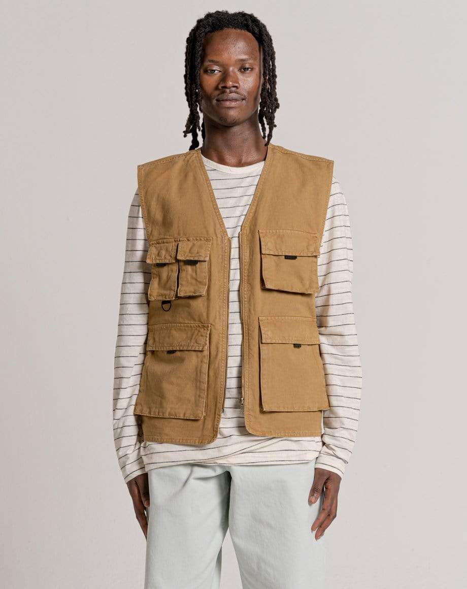 D-STRUCT MUTINY MEN'S MULTI-POCKET FISHERMAN GILET | STONE
