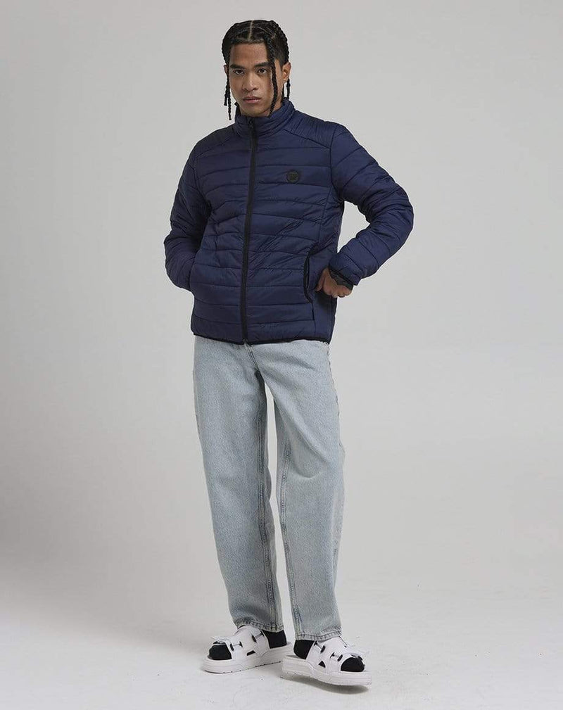 D-STRUCT NAOTA MEN'S FUNNEL NECK QUILTED PUFFER JACKET | NAVY