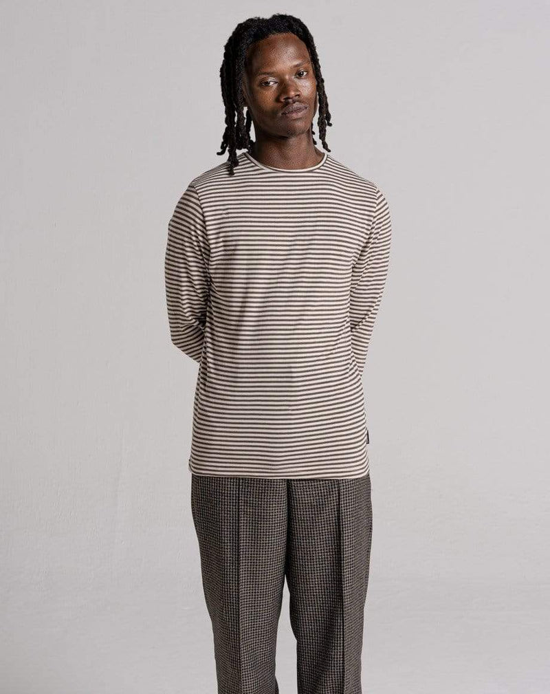 D-STRUCT PLAKA UNISEX LONG SLEEVED STRIPE T-SHIRT | ECRU