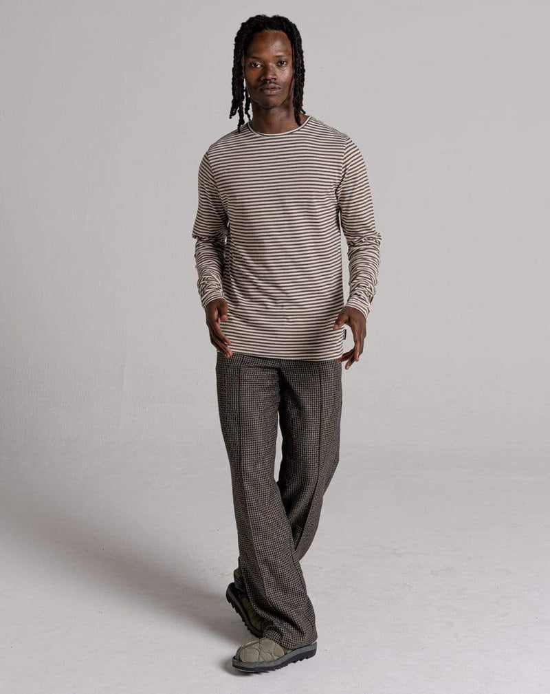 D-STRUCT PLAKA UNISEX LONG SLEEVED STRIPE T-SHIRT | ECRU