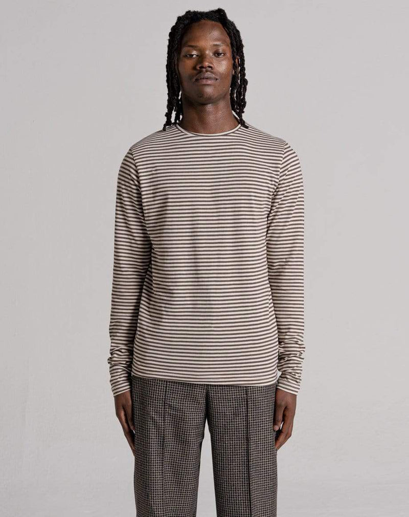 D-STRUCT PLAKA UNISEX LONG SLEEVED STRIPE T-SHIRT | ECRU