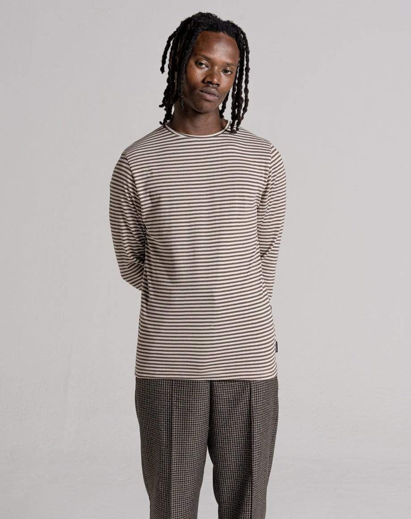 D-STRUCT PLAKA UNISEX LONG SLEEVED STRIPE T-SHIRT | ECRU