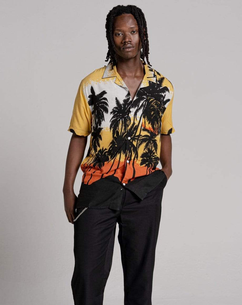 D-STRUCT REVOLVER UNISEX PALM PRINT HAWAIIAN SHIRT | ORANGE