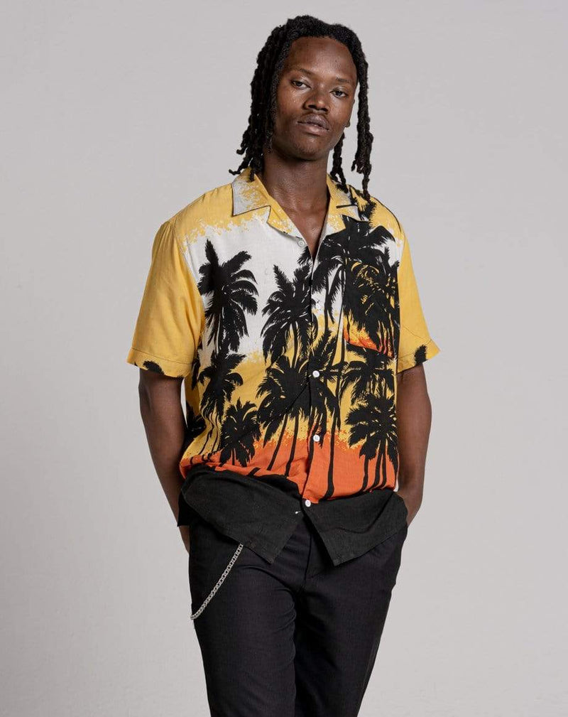 D-STRUCT REVOLVER UNISEX PALM PRINT HAWAIIAN SHIRT | ORANGE