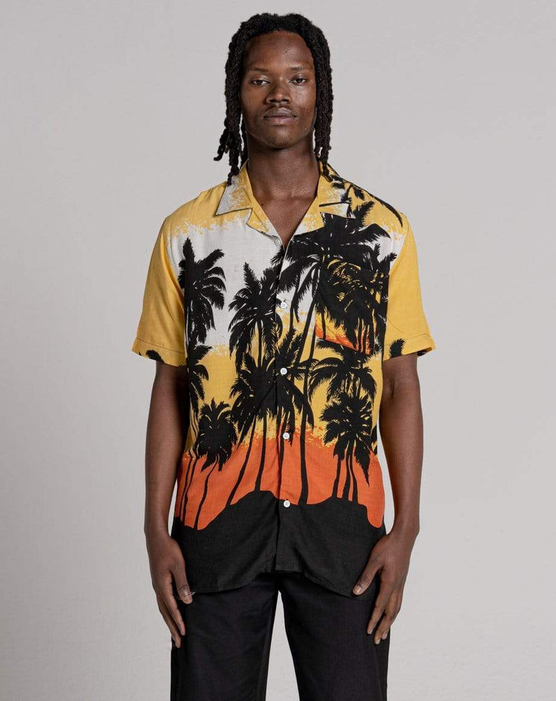 D-STRUCT REVOLVER UNISEX PALM PRINT HAWAIIAN SHIRT | ORANGE